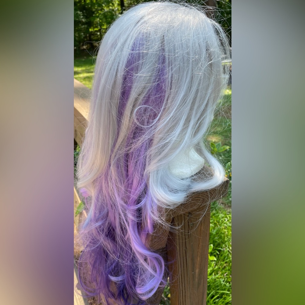 Two Colors Long Lavender/White Wig.